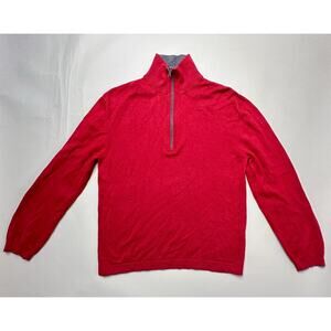 Banana Republic Sweater Mens Medium Red Quarter Zip Silk Cashmere Mock Neck